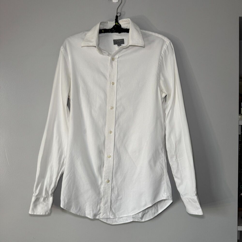 Club Monaco Slim Fit White Linen Button Up Top Sz XS Preppy